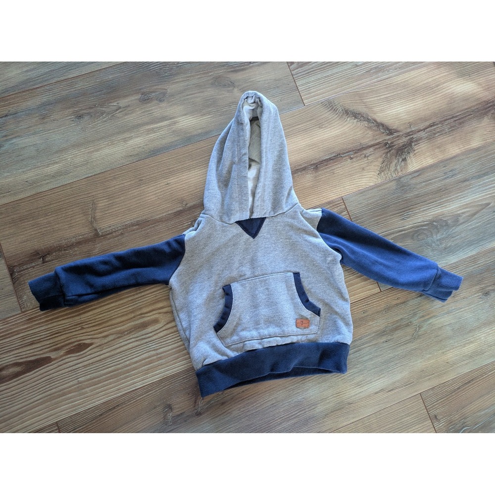7 For All Mankind Boys Gray & Blue Colorblock Pullover Hoodie